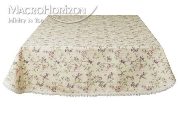 

Скатерть хлопковая MacroHorizon с кружевом Provence Lilac, 120*140 см