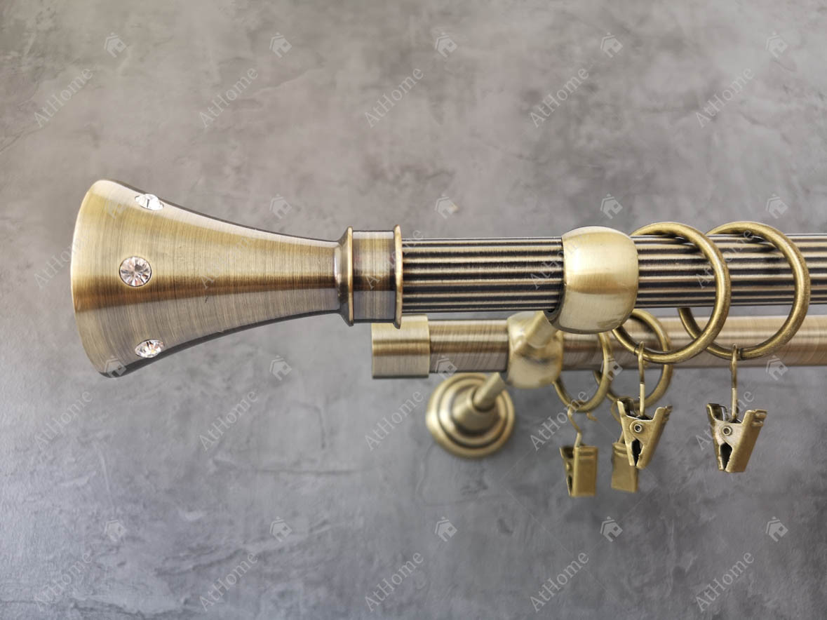 

Карниз Quadrum Картер 300 см двойной Антик 19/19 мм рифленая (кольца с прищепками)