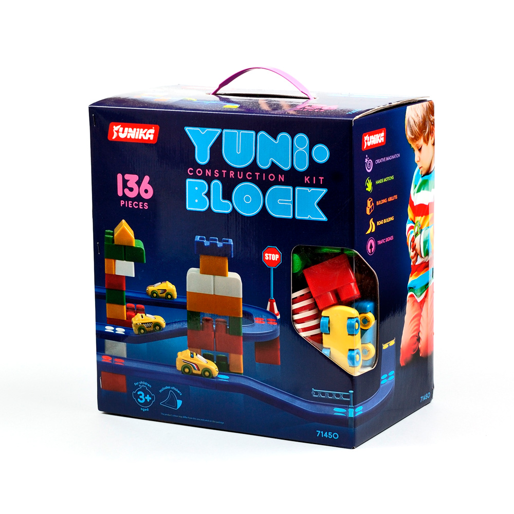

Конструктор детский "YUNI-BLOK" 136 деталей (коробка)