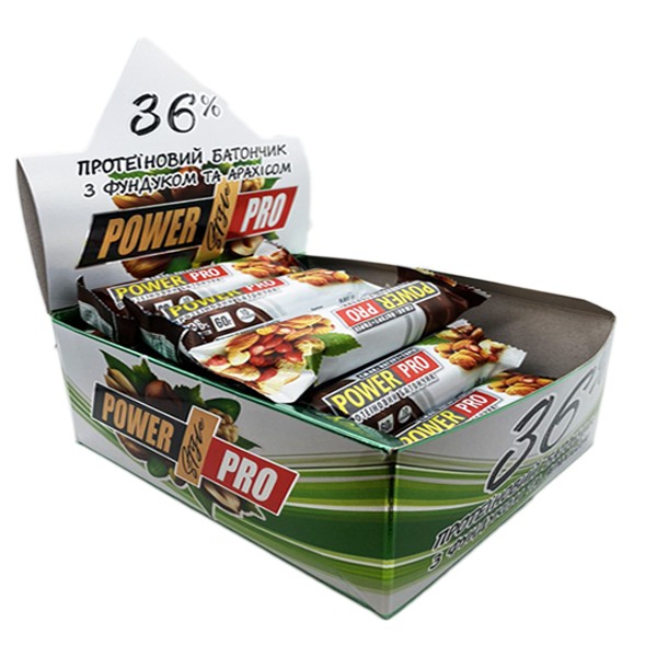 

Заменители питания Power Pro Батончики 36% с Цельным орехом 20шт
