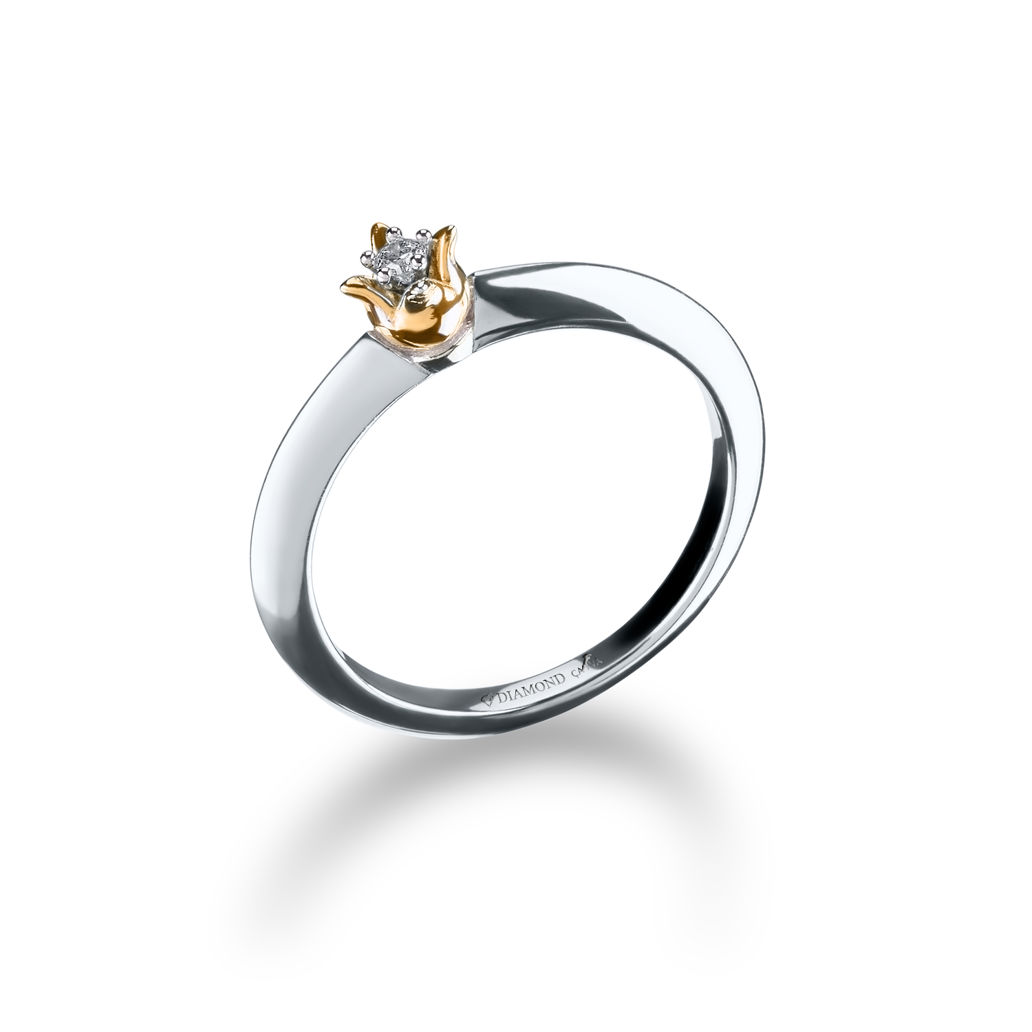 

Срібна каблучка з діамантом тюльпан у золотому бутоні 15.5 cava.cool