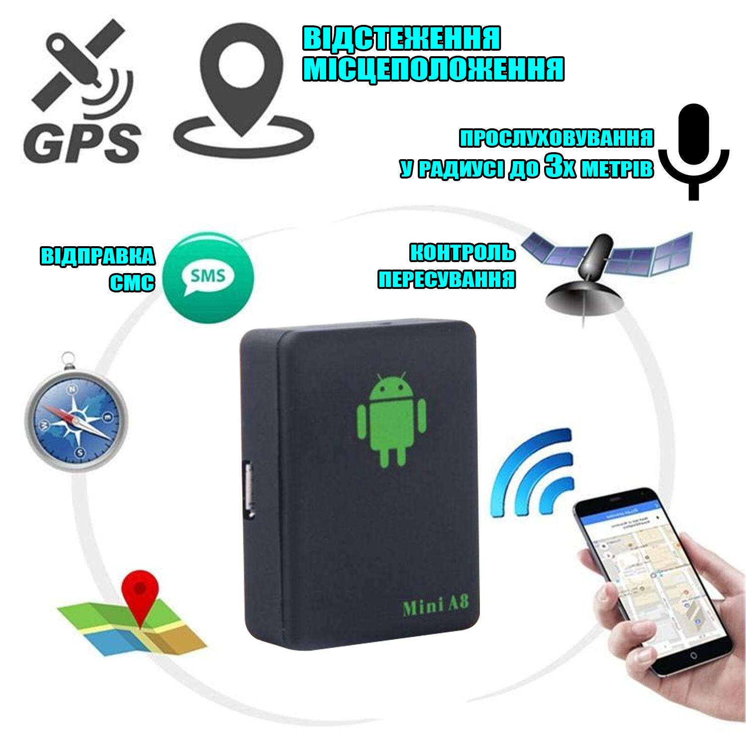 Трекер слежения GPS маячок UKC Mini A8-30g со встроенным микрофоном и SIM  картой на магните Black – фото, отзывы, характеристики в интернет-магазине  ROZETKA от продавца: IQSHOP | Купить в Украине: Киеве, Харькове,