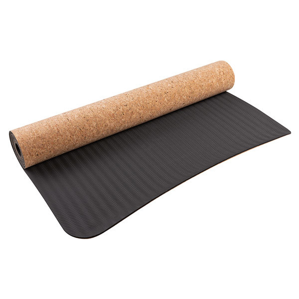 Коврик для йоги каучук TPE, пробка, коврик для фитнеса, размер 183х61х0 .