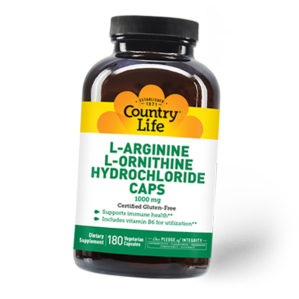 Аргинин и Орнитин, L-Arginine L-Ornithine, Country Life 180вегкапс ...