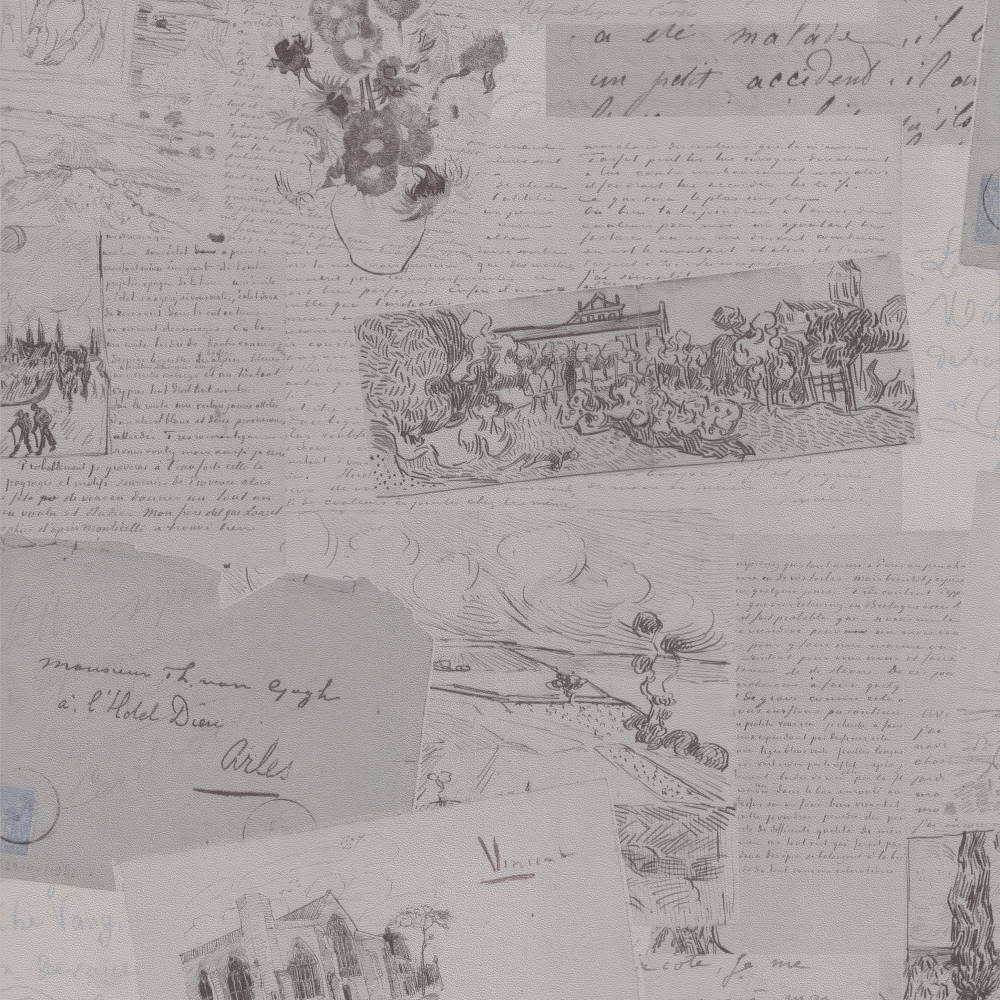 

Обои BN International Van Gogh 17202 письма темно-серые 0,53 х 10,05 м