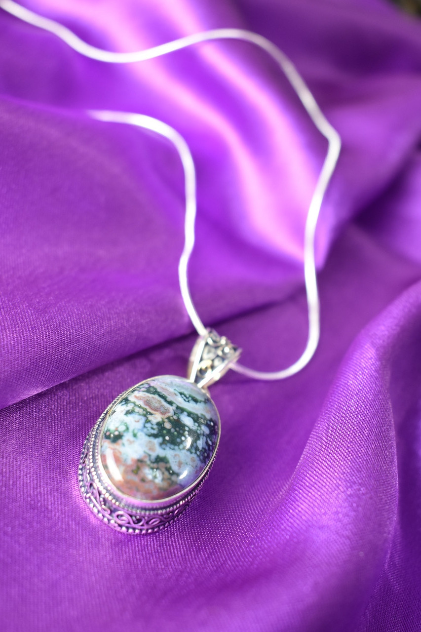 

Серебряная цепочка с кулоном Яшма Sky Jewelry