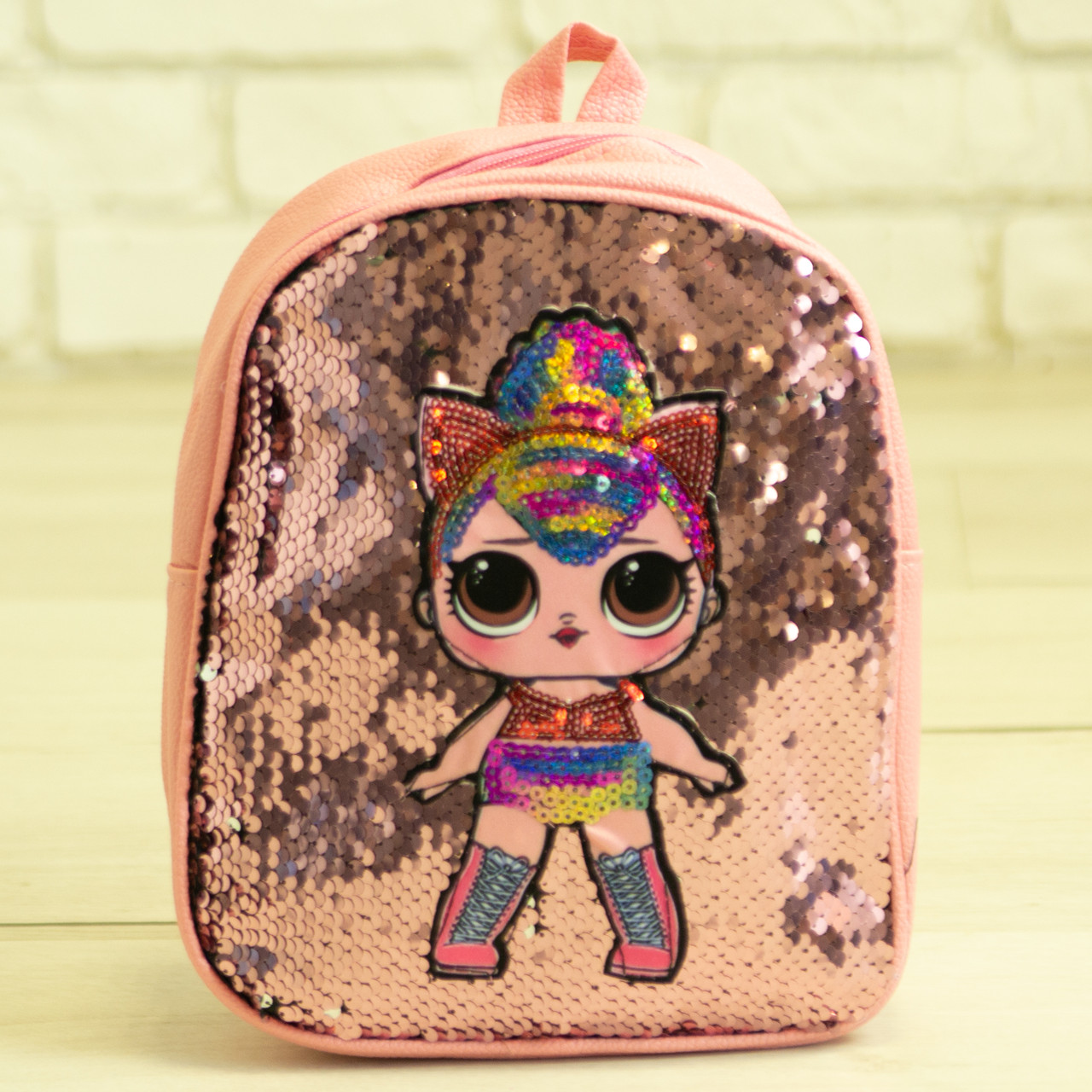 

Детский рюкзачок ЛОЛ с пайетками - №19-41-2/13 Розовый Kitty Queen