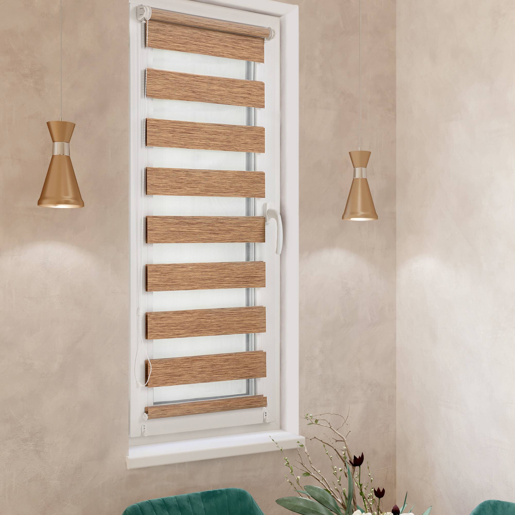 

Ролет тканевый Roll deLuxe День Ночь Дуб 115x160 см