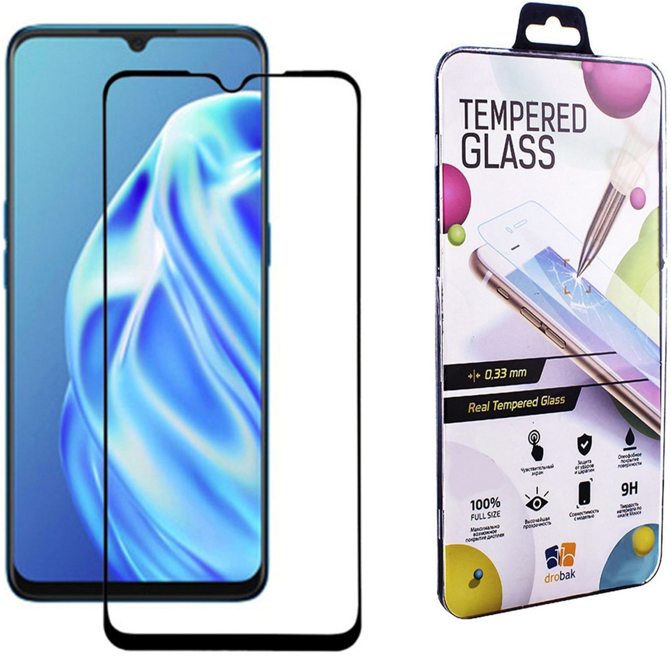 

Защитное стекло Drobak Full Cover Full Glue для Oppo A91 Black