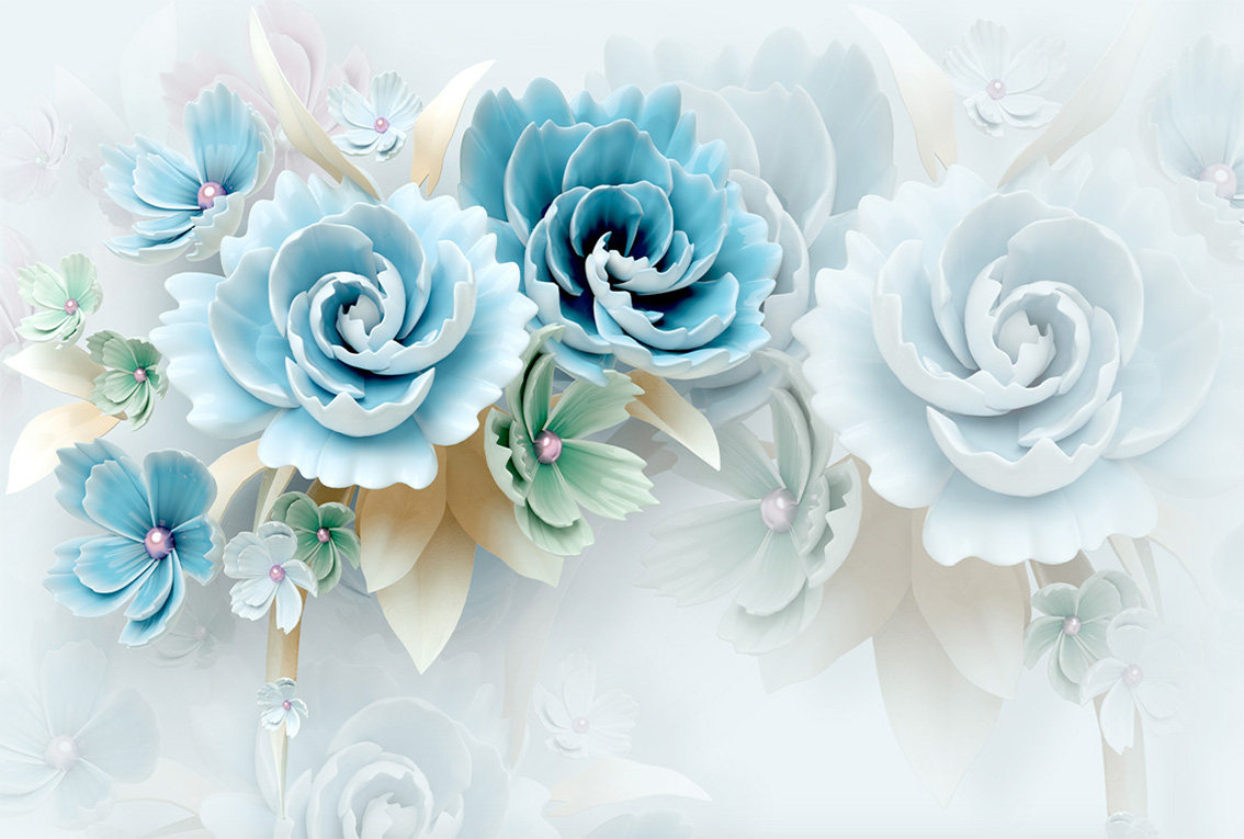 

Фотообои WS Wallpaper Синие цветы 392*270 (31359) Флора