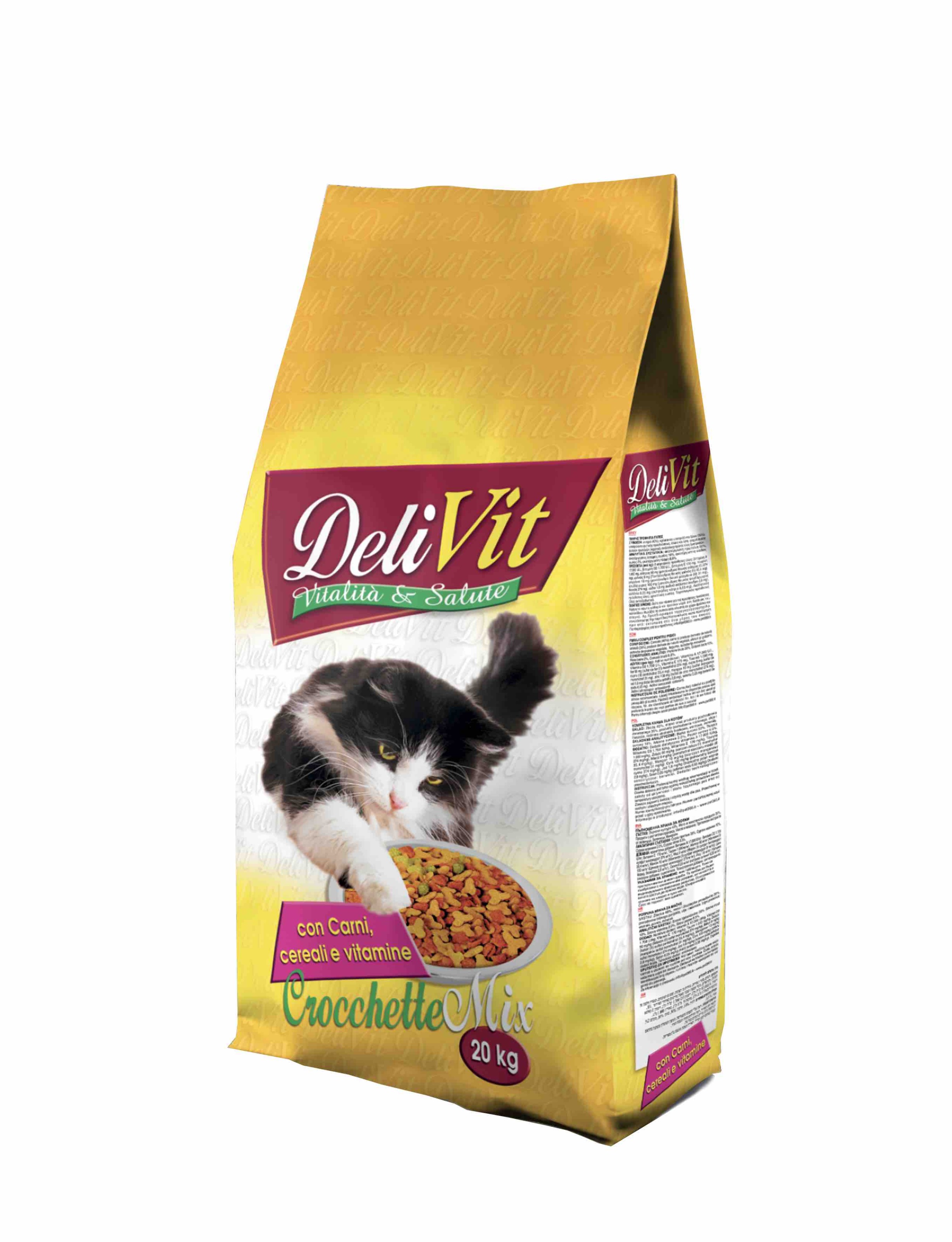 Корм DeliVit Adult Cat Mix сухой с мясом и злаками для взрослых котов ...