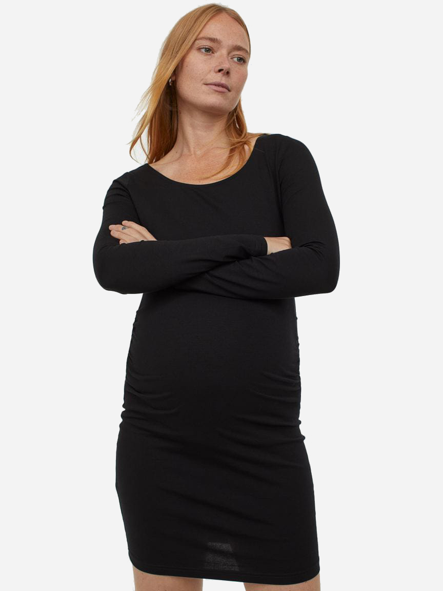 Акция на Плаття-футболка для вагітних міді осіннє жіноче H&M 0933802002 S Чорна от Rozetka