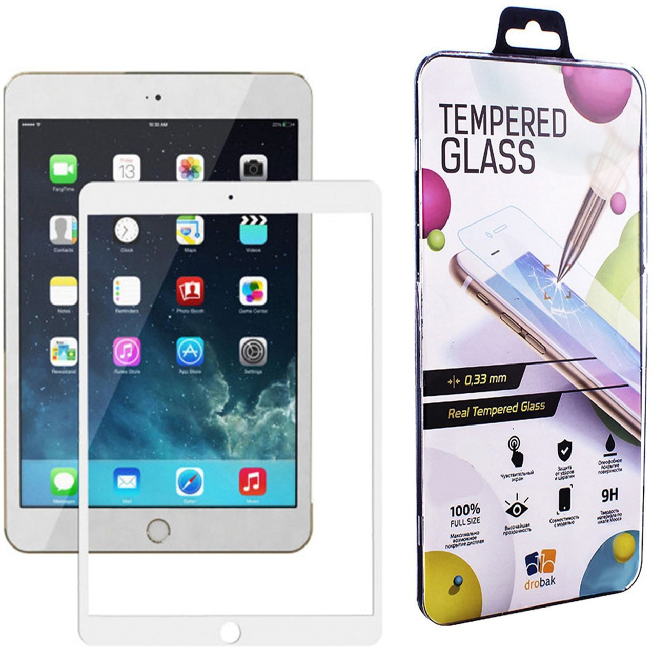 

Защитное стекло Drobak Full Cover Full Glue для Apple iPad mini 5 7.9" A2124 2019 White