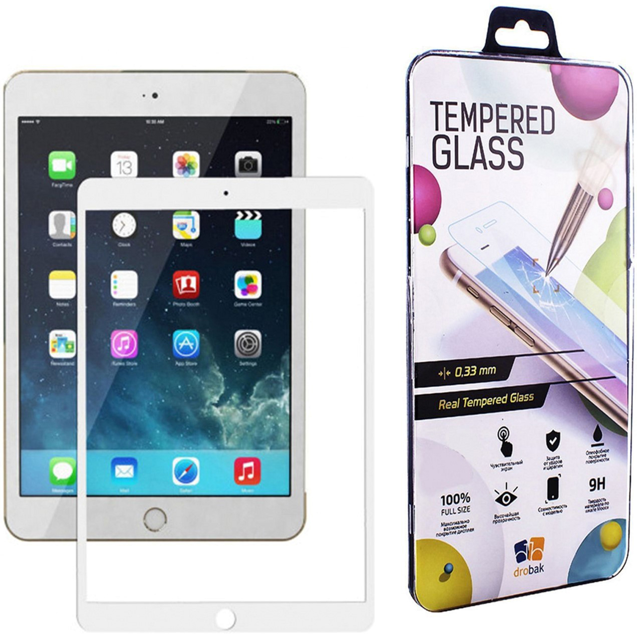 

Защитное стекло Drobak Full Cover Full Glue для Apple iPad Air 3 10.5" A2123 White