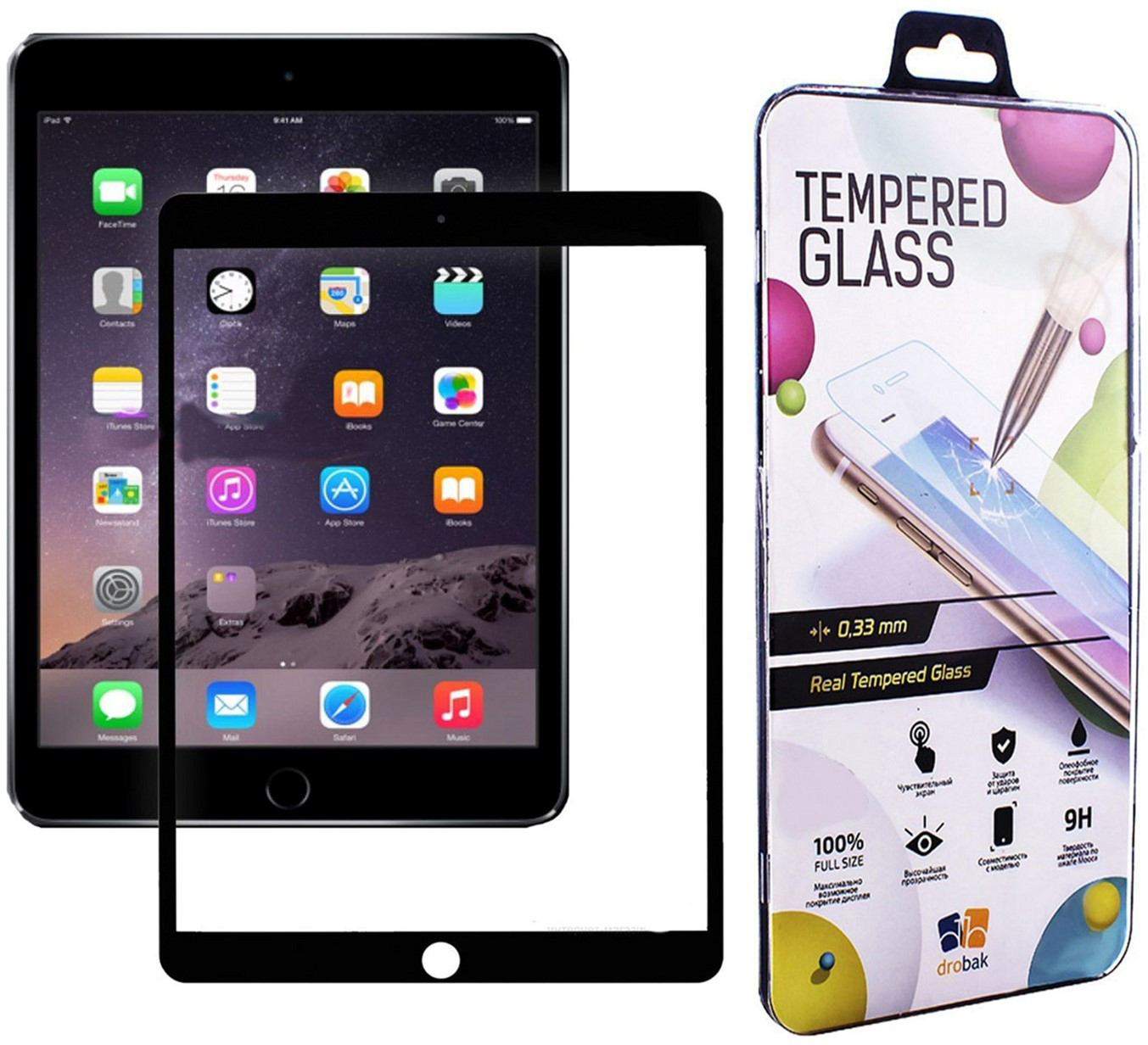 

Защитное стекло Drobak Full Cover Full Glue для Apple iPad Air 3 10.5" A2123 Black