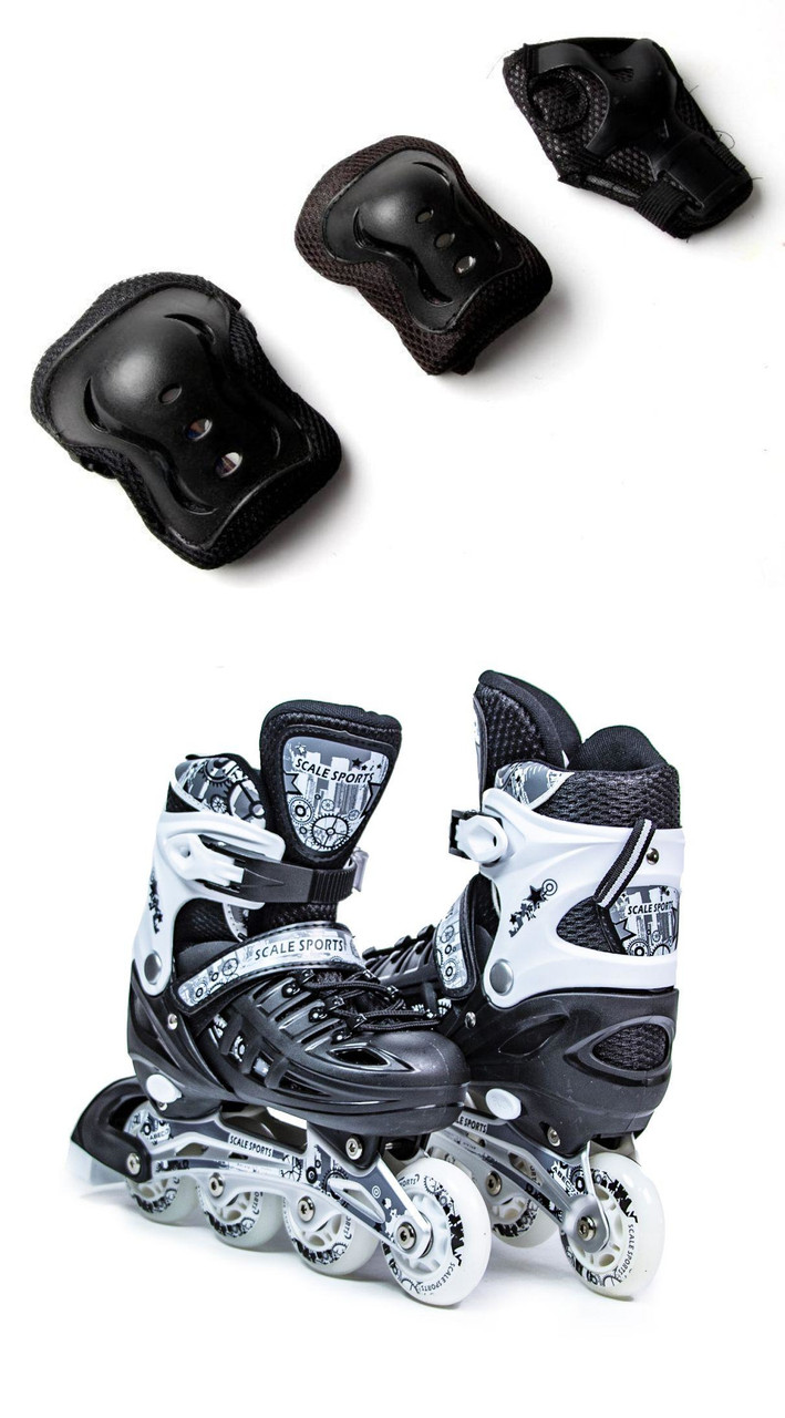 

Ролики с комплектом защиты Scale Sports чёрные (odsd-402)