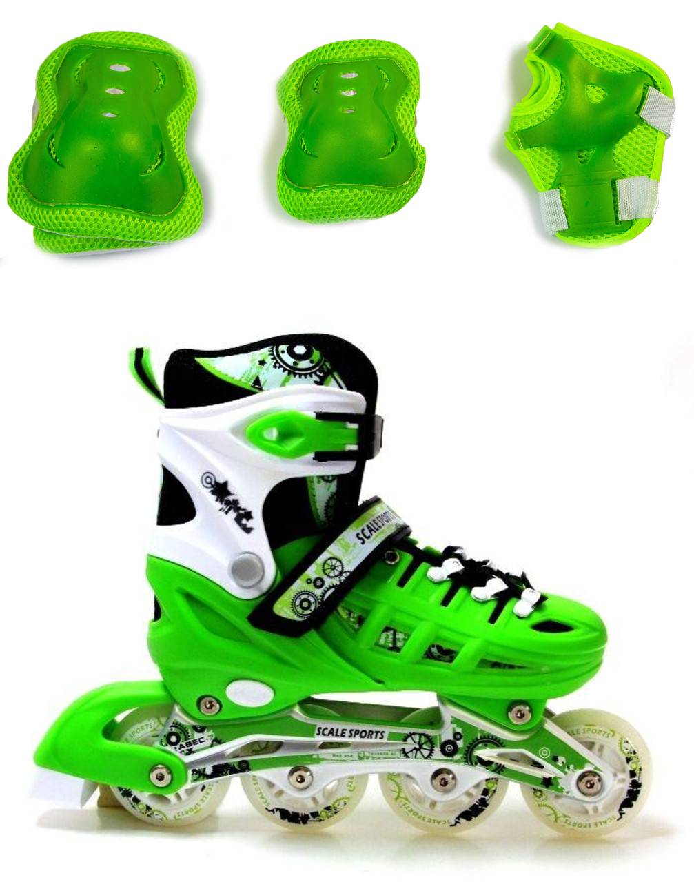 

Ролики с комплектом защиты Scale Sports Салатовые (odsd-476)