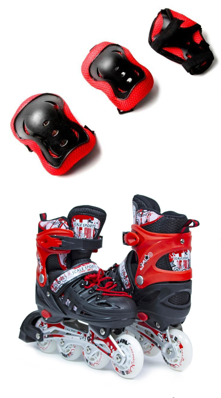 

Ролики с комплектом защиты Scale Sports Красные (odsd-474)