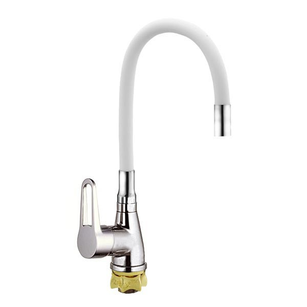 

Смеситель для кухни с белым гибким изливом ZERIX SOP7 146