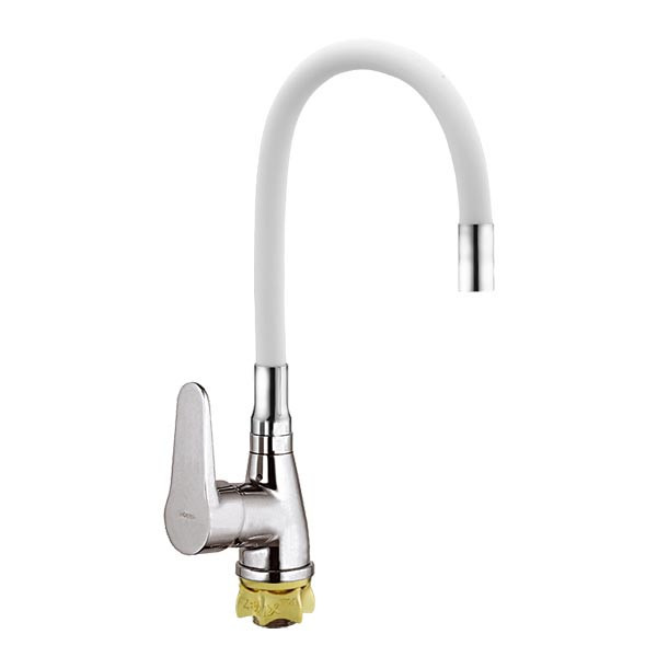 

Смеситель для кухни с белым гибким изливом ZERIX SOP7 045