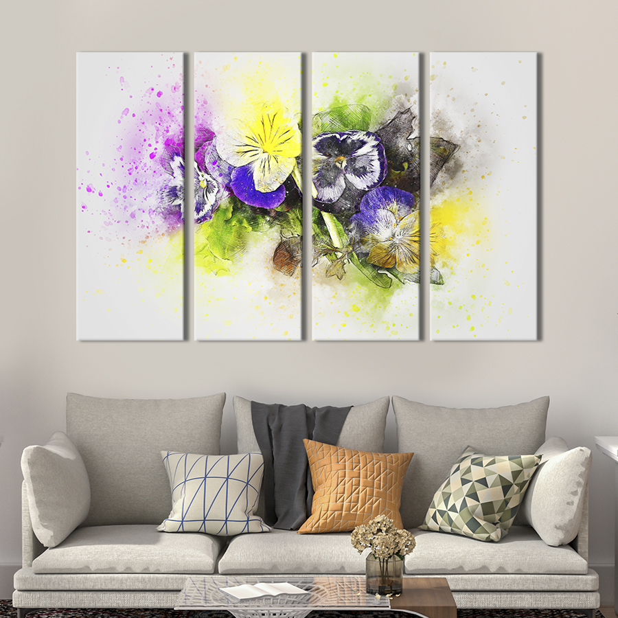 Настенный декор картина цветы картина на холсте Разноцветные цветы ...