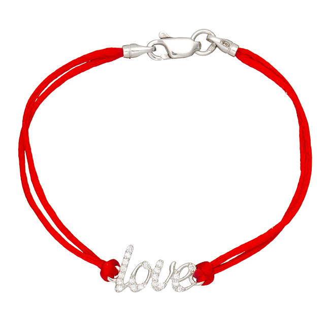 

Шнурок на руку с серебряной вставкой "LOVE" Jewel-case Красный 4028-kr 15.0