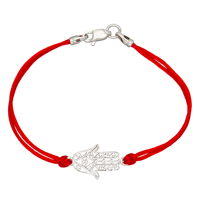 

Браслет Jewel-case Красный шелковый с серебряной вставкой Хамса 4007-kr 22.0