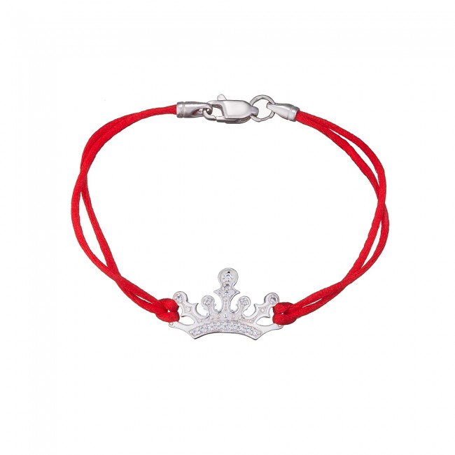 

Браслет Jewel-case Красный шелковый с серебряной вставкой Корона 4114-kr 18.0