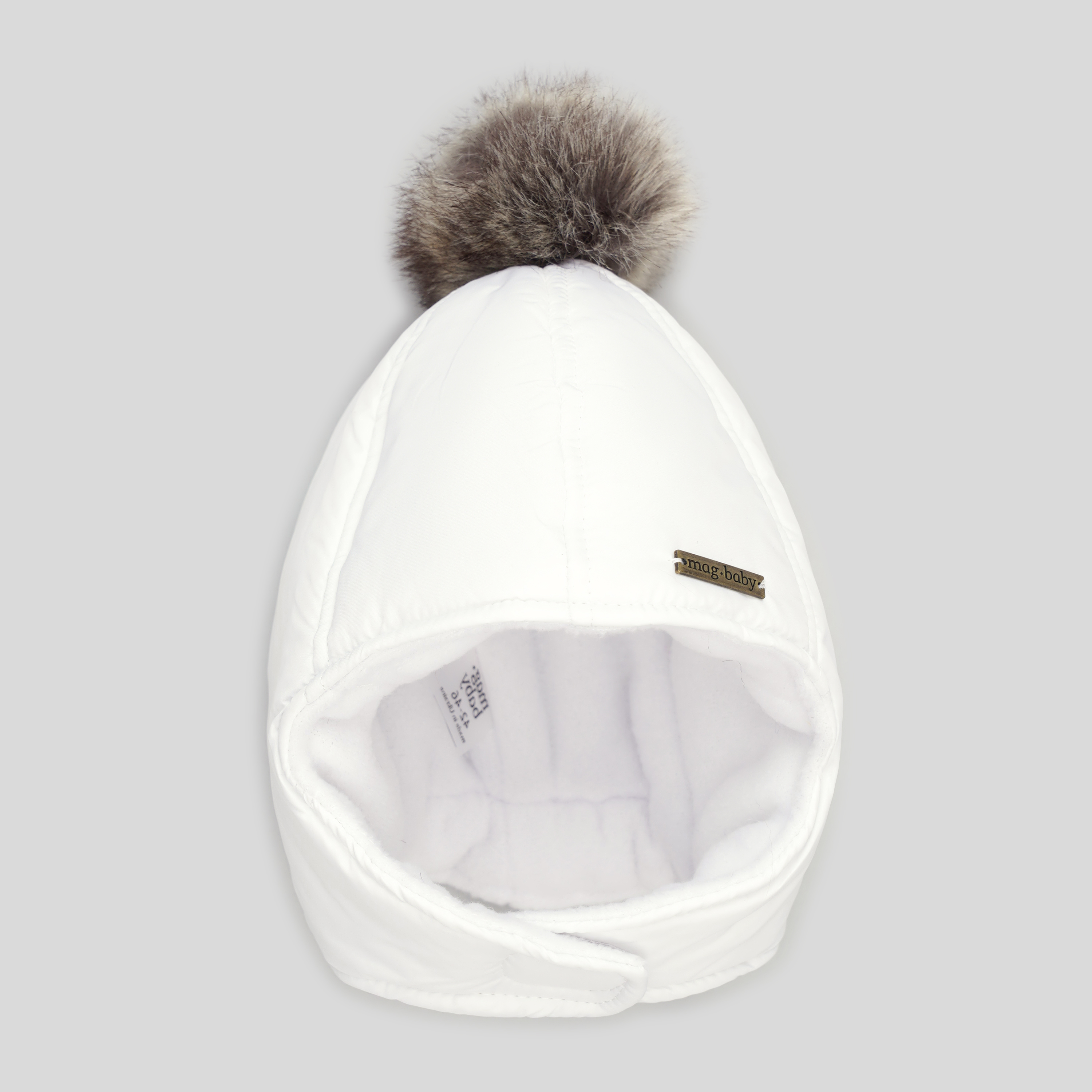 Акція на Дитяча зимова шапка з помпоном на флісі для дівчинки MagBaby Аляска 103266 42-46 см Біла від Rozetka