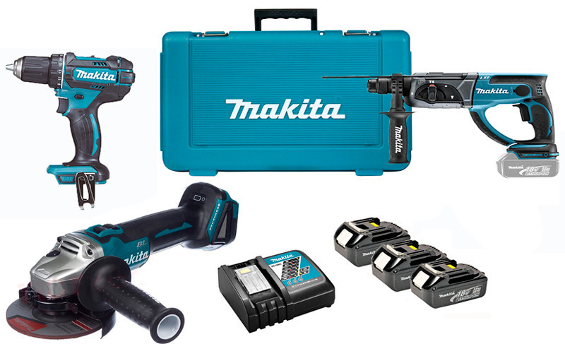  аккумуляторного инструмента Makita DLXMUA504A + 3 акб 18 V 3 Ah .