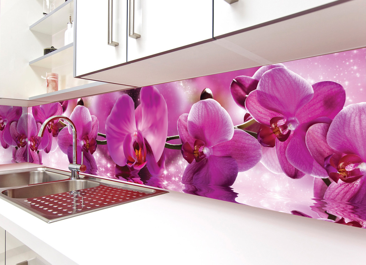 Фартук орхидея. Кухонный фартук ПВХ Орхидея (600*3000*1,5мм). Фартук "орхидеи" 3000*600*1,5 мм (1) ЛДП. Скинали для кухни с орхидеями. Фартук для кухни «Орхидея».