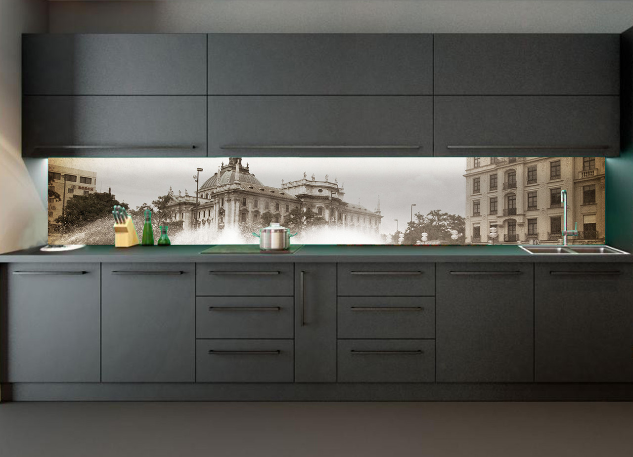 

Наклейки кухонный фартук Zatarga " Ретро фото города " 650х2500 мм кофе с молоком