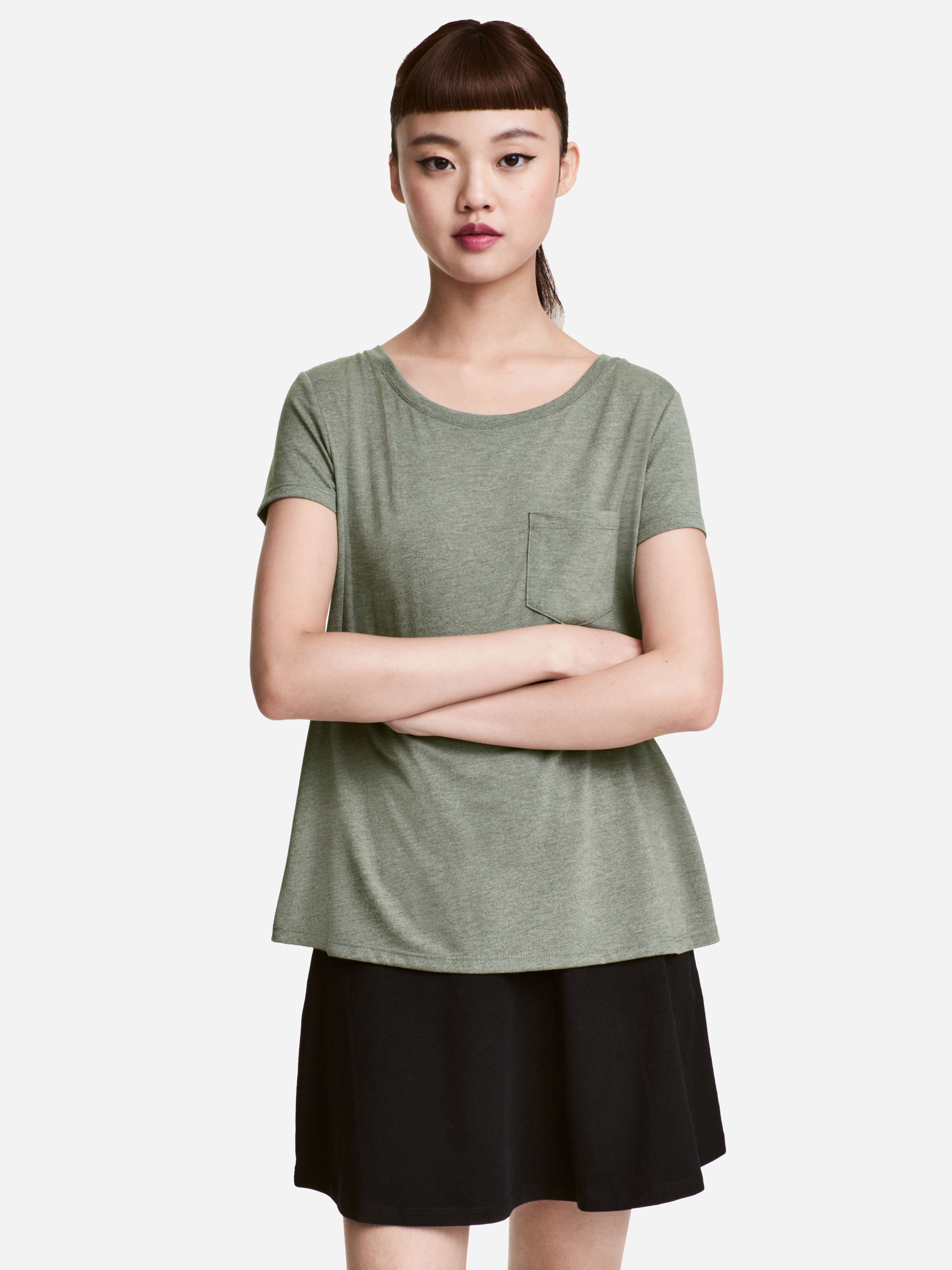 

Футболка H&M 2153374 S Зеленая хаки