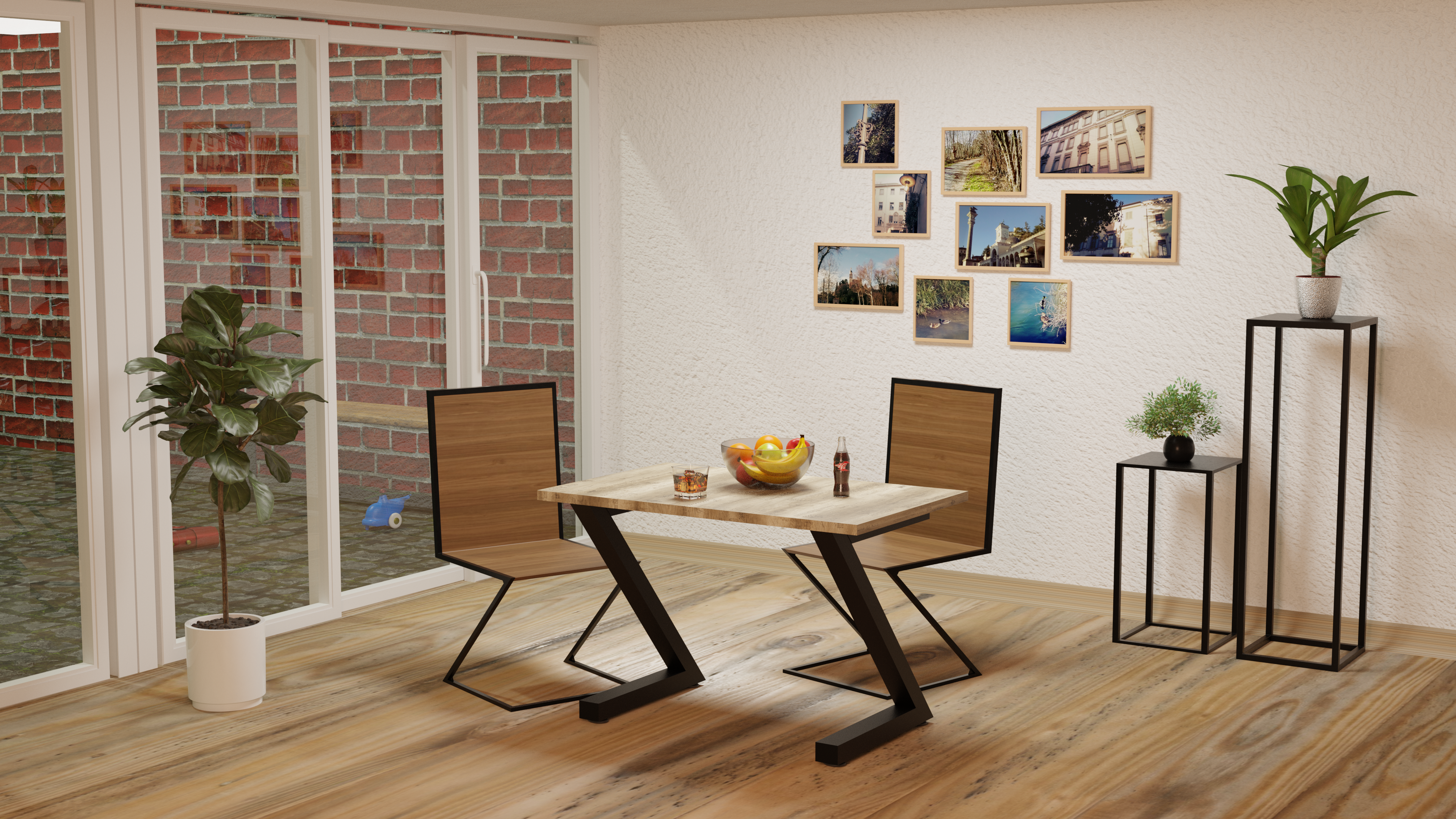 

Обеденный стол Зета Tenero черный бархат/файрвуд 1600х800х750