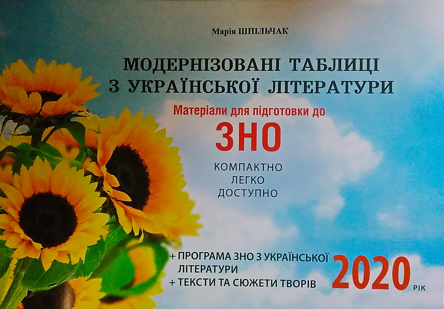 

Материалы для подготовки к ЗНО 2020 Ивано-Франковск Модернизированные таблицы по украинской литературе