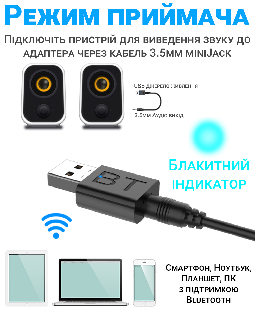 Беспроводной звуковой адаптер Bluetooth 5.0, аудио приемник + передатчик  2в1 Addap UBA-02 – фото, отзывы, характеристики в интернет-магазине ROZETKA  от продавца: Gadget Geek | Купить в Украине: Киеве, Харькове, Днепре,  Одессе, Запорожье, Львове