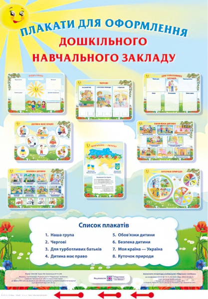 

Комплект плакатов Пiдручники i посiбники Для оформления детского сада