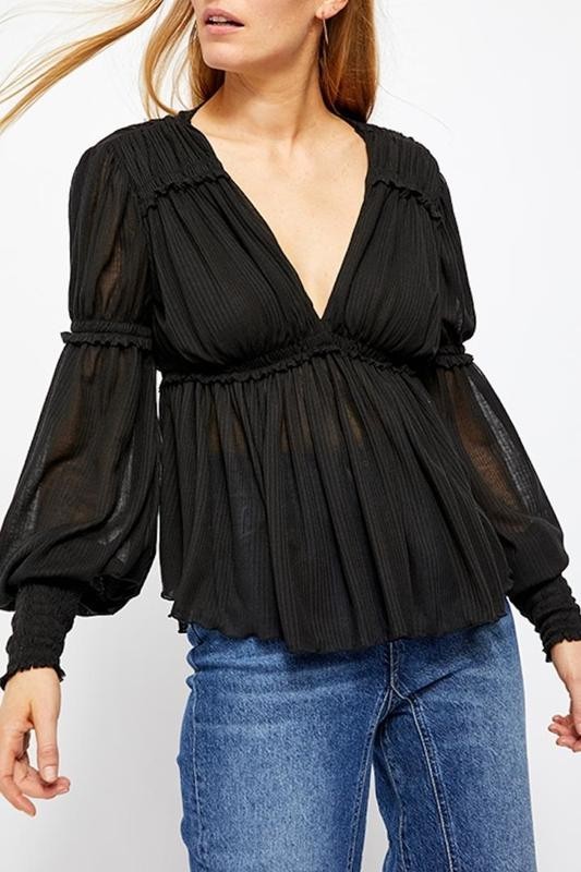 

Женская блуза Free People  чёрный, Женская блуза Free People M чёрный