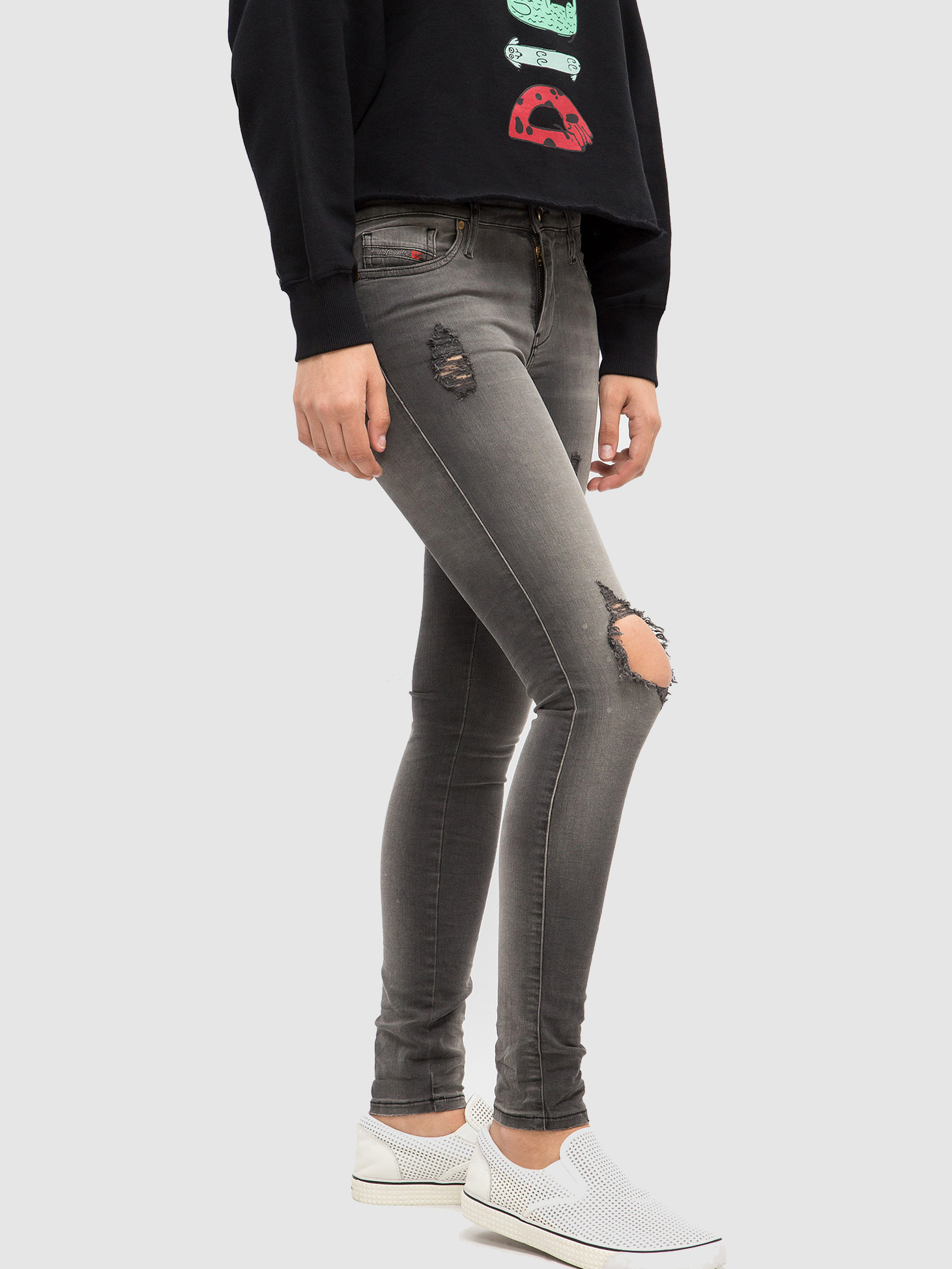 Акція на Джинси Skinny жіночі Diesel 00S142-0683L-02-28 W28L32 Сірі від Rozetka