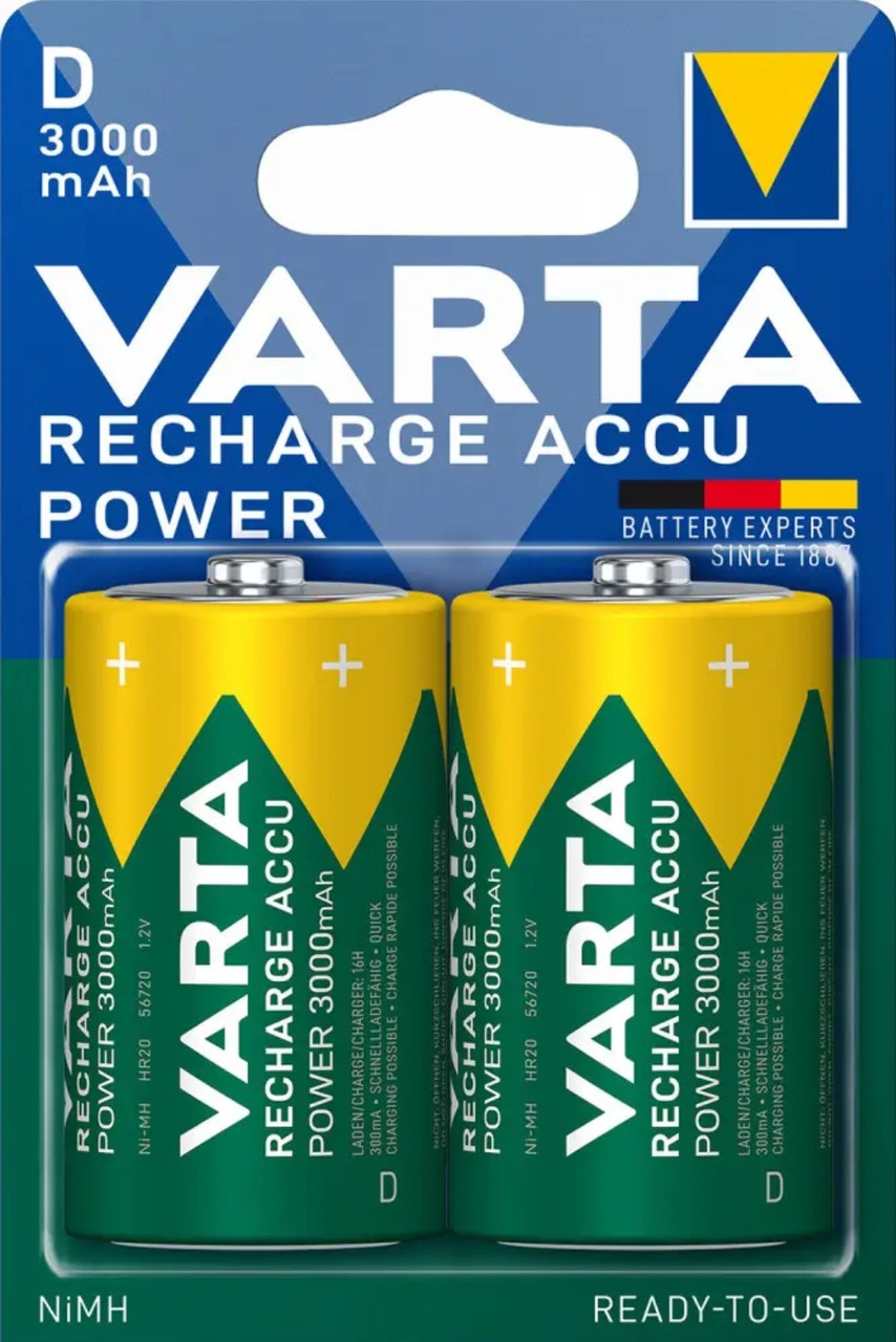 Акумулятор Varta Rechargeable Accu D/R20 1.2V 3000 mAh (2шт) – фото .