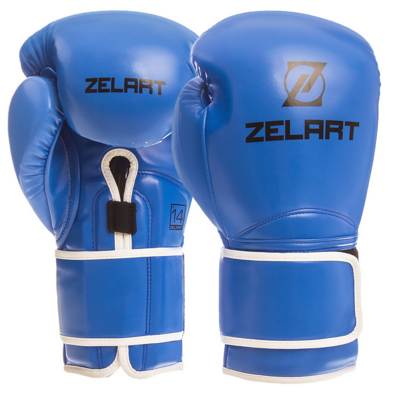 

Перчатки боксерские PU на липучке ZELART BO-1391 (р-р 10oz, синий) /2