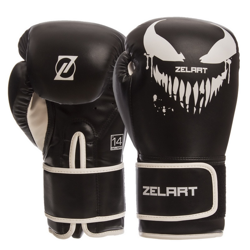 

Перчатки боксерские PU на липучке ZELART BO-1370 (р-р 12oz, черный) /2