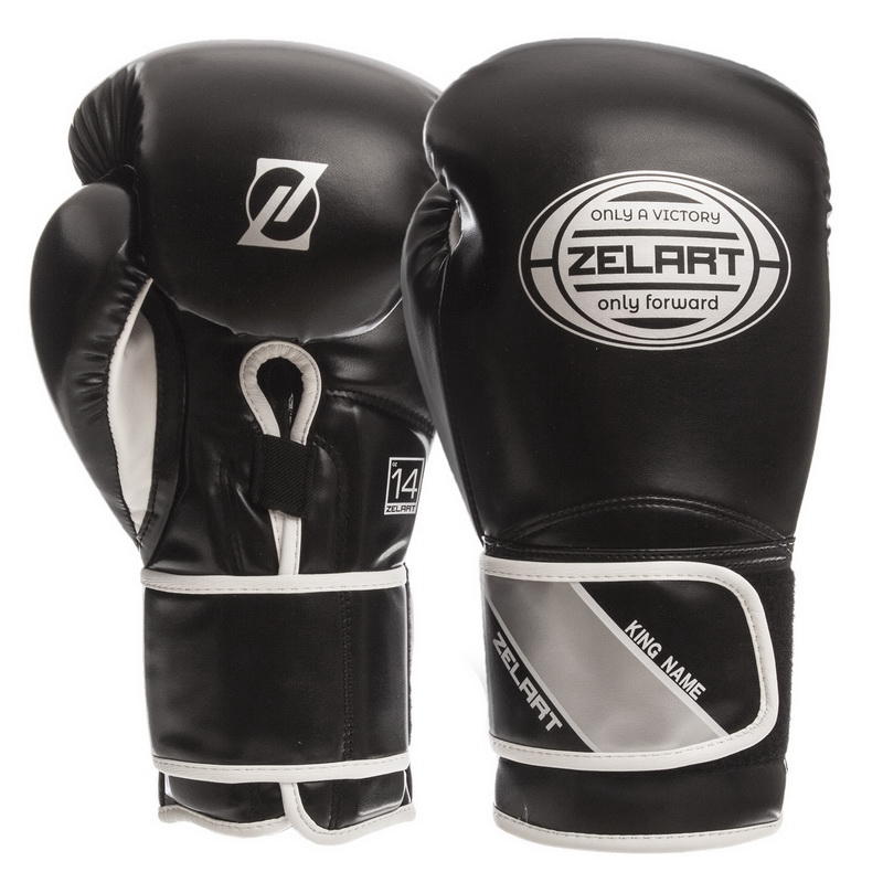 

Перчатки боксерские PU на липучке ZELART BO-1361 (р-р 10oz, черный) /2