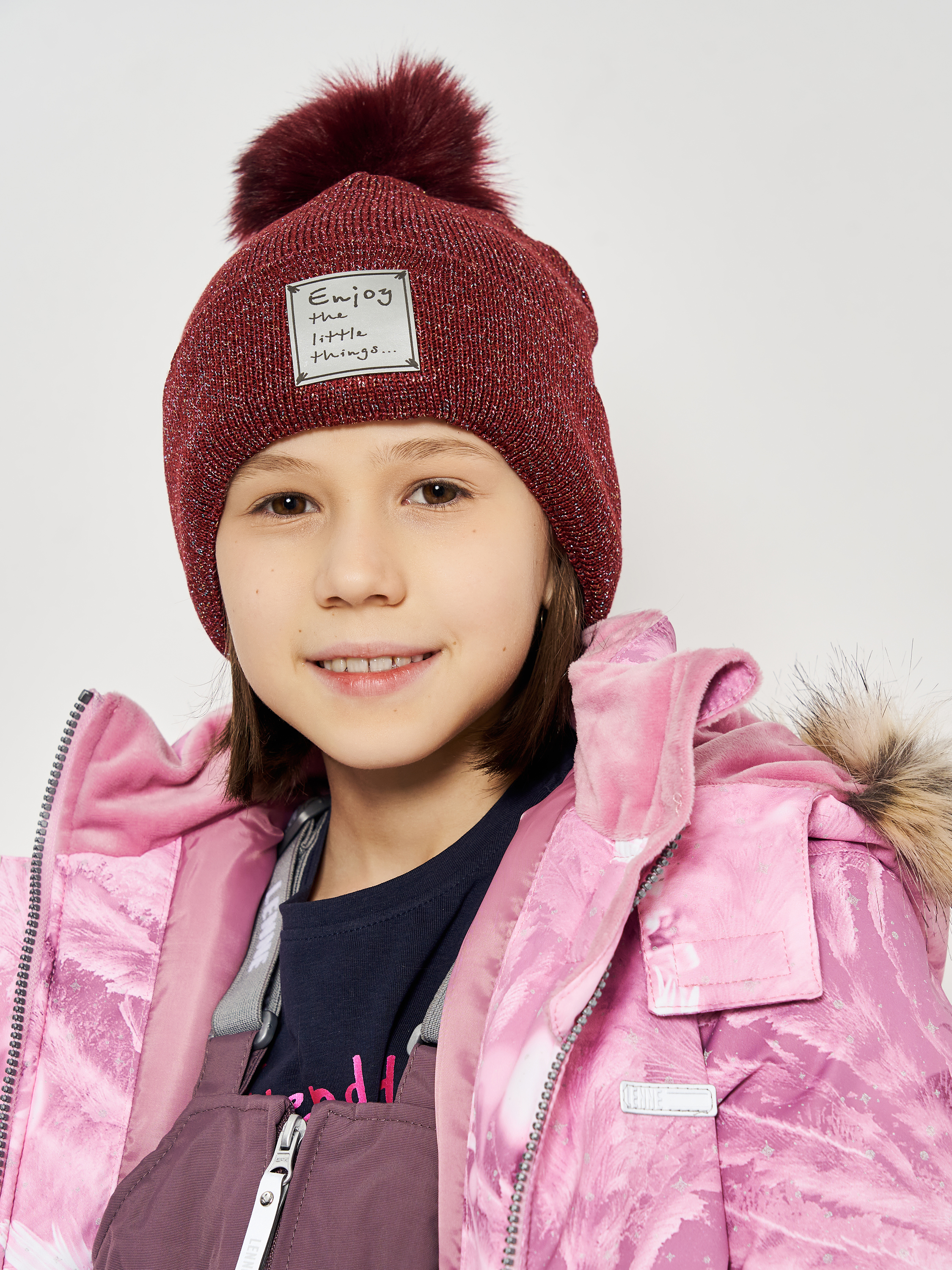 Акція на Дитяча зимова шапка-біні в'язана з помпоном для дівчинки Broel Nicole ZB13649R8BRO-017 51 см Бордова від Rozetka