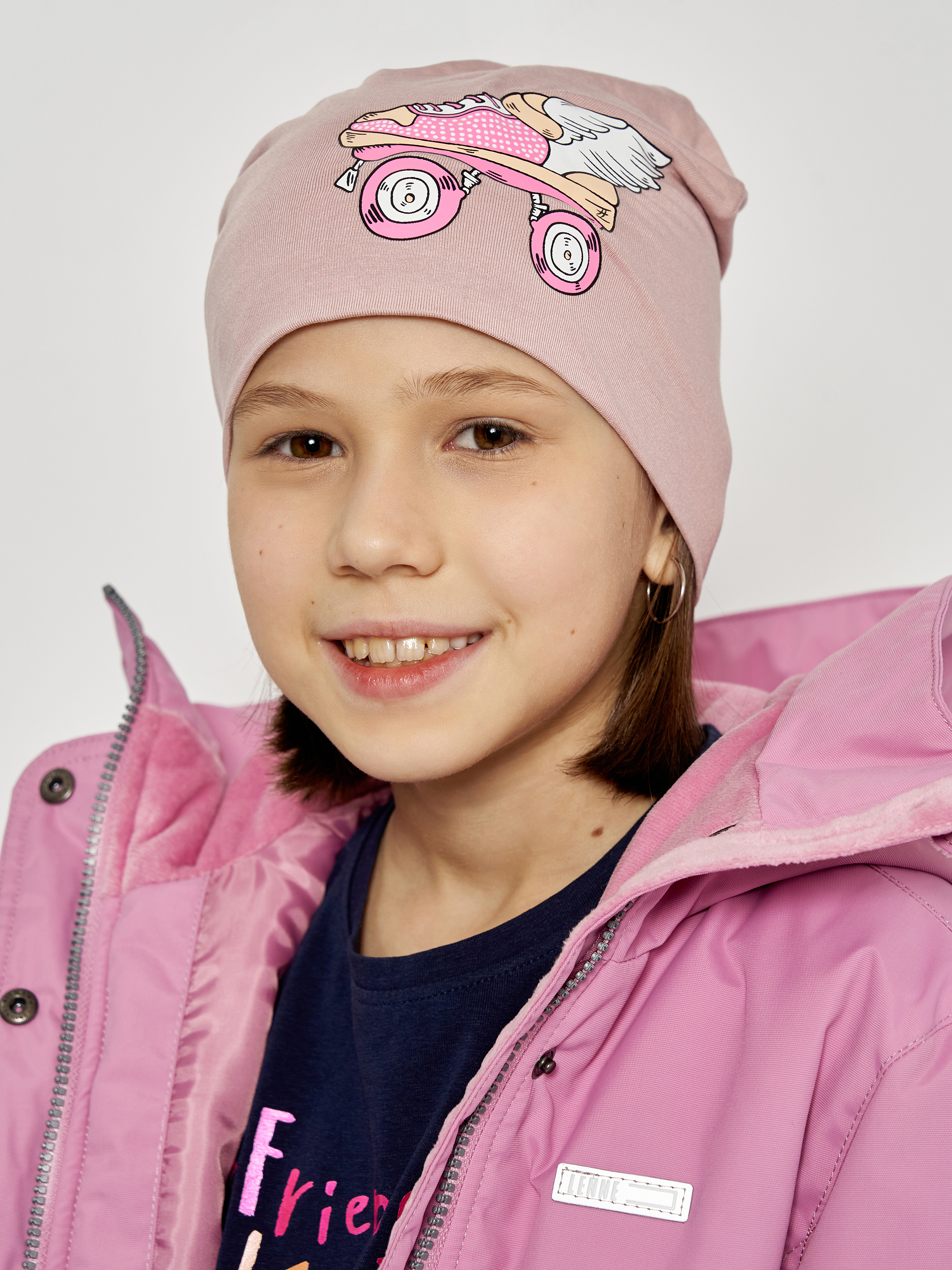 Акція на Дитяча демісезонна шапка-біні для дівчинки Broel CLARETTA WB2364322BRG-007 54 Пудрово-рожева від Rozetka