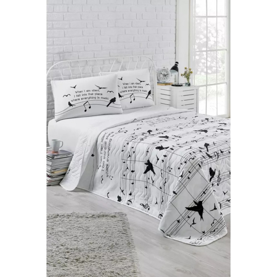 

Покрывало стеганное с наволочками Eponj Home B&W - Note 200*220