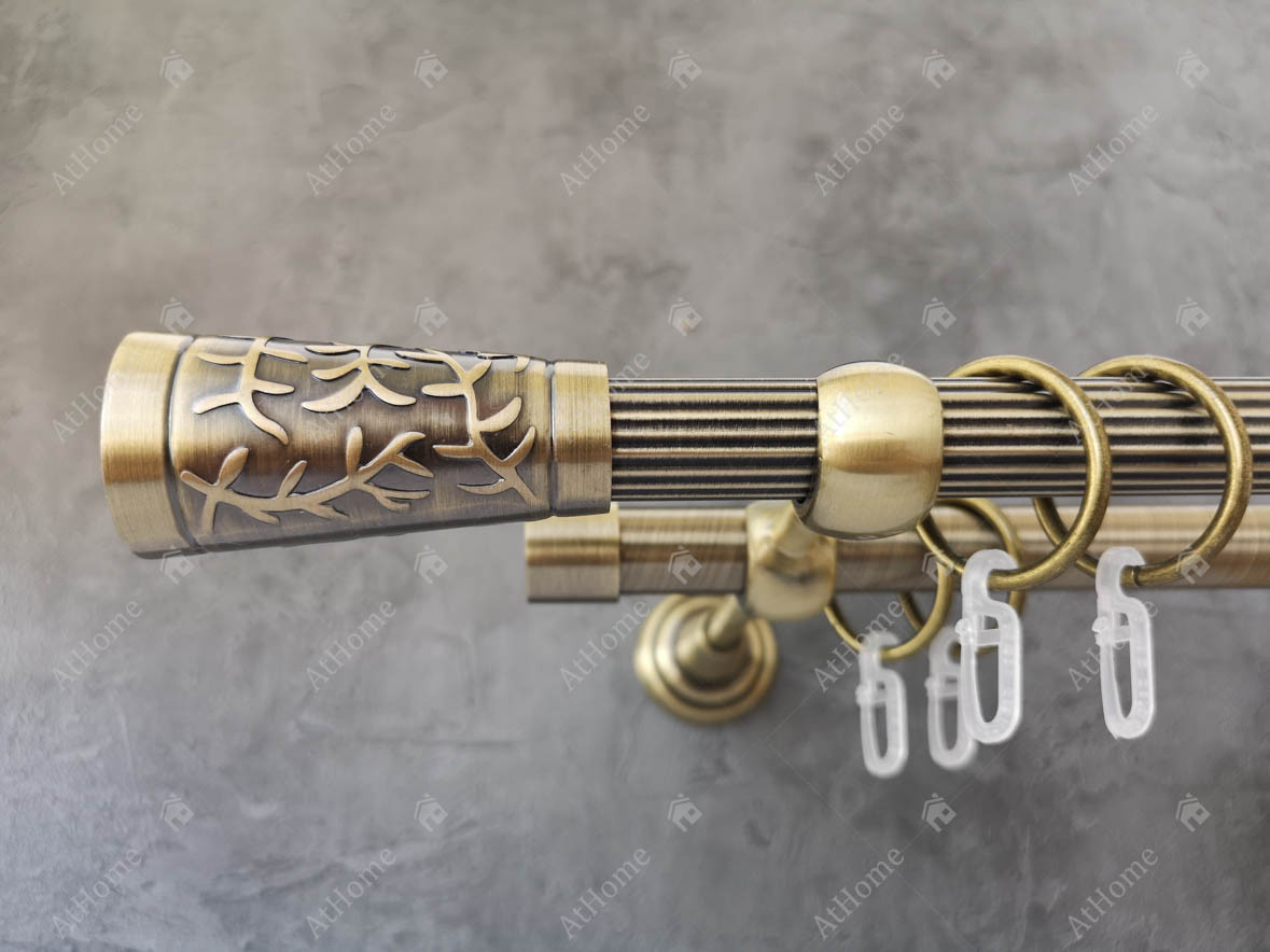 

Карниз Quadrum Севилья 200 см двойной Антик 19/19 мм рифленая (кольца с крючками)