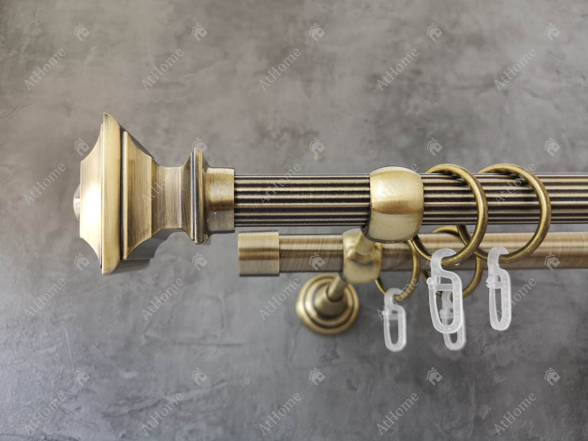 

Карниз Quadrum Борджеза 240 см двойной Антик 19/19 мм рифленая (кольца с крючками)