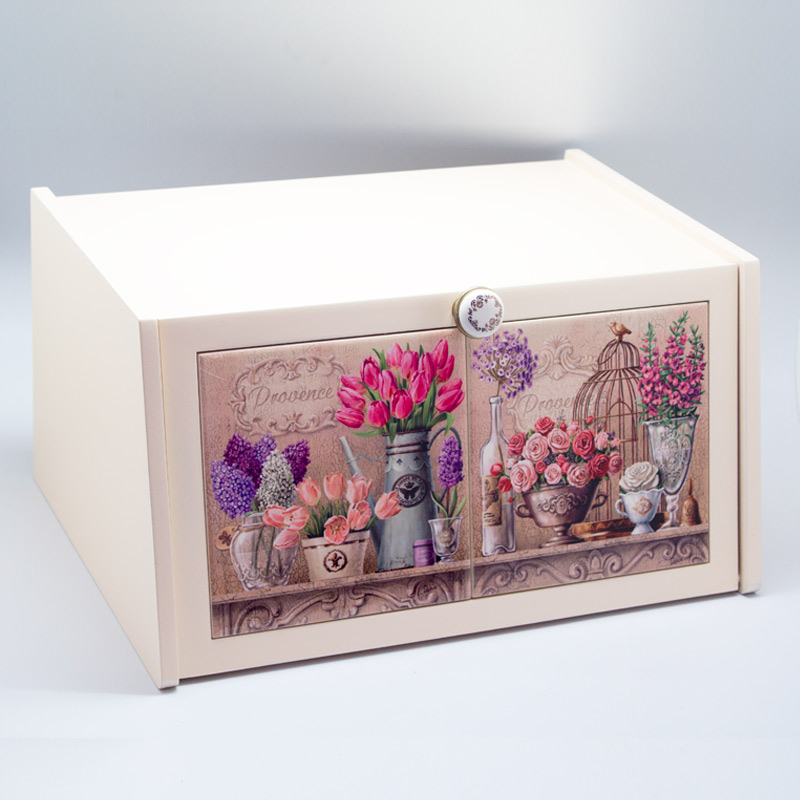 

Хлебница Тюльпаны с керамической плиткой (19х36х23,5 см) Украина SS35910 Белый с рисунком