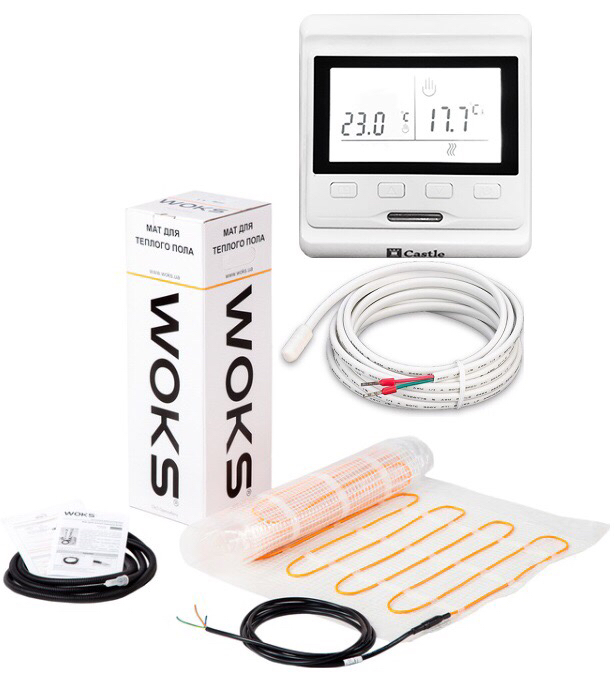 

Теплый пол WoksMat/160 двухжильный мат 640 Вт 4 м2 в комплекте с программируемым терморегулятором в комплекте